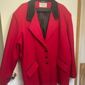 International Scene red/black patch sleeve wool Blazer size 24, ptp 29, length32